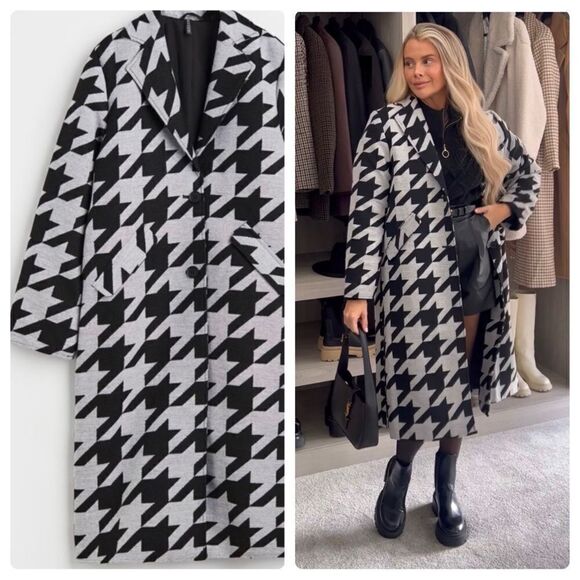 H&M Houndstooth Coat New - Picture 1 of 10